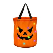 Sunshinehomely LED Light Halloween Candy Bags, Light Up Halloween Party Bags, Halloween Trick or Treat Bucket Pumpkin Candy Bags Reusable Halloween Party Favors Goodie Bags