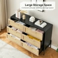 thumbnail image 6 of 6 Drawers Dresser for Bedroom, Natural Rattan Drawer with Spacious Storage, Wood Chest of Drawers with Metal Legs for Bedroom, Living Room, Hallway, Entryway, 6 of 9