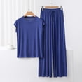 thumbnail image 2 of Womens Modal 2 Piece Lounge Set Short Sleeve Round Neck Soft PJs Lightweig Loose Matching Outfits Set, 2 of 5