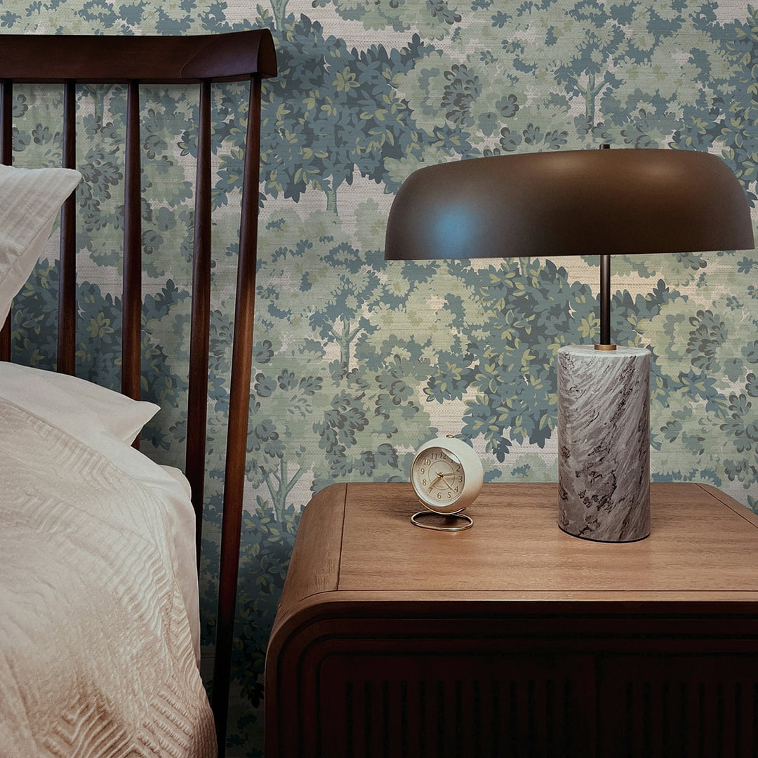 Tempaper Green Canopy Toile Faux Grasscloth Removable Peel and Stick Wallpaper, 20.5 in X 16.5 ft