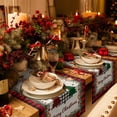 thumbnail image 6 of Red Plaid Christmas Dresser Scarf Farmhouse, Dining Table Decorations for Wedding/Parties, Vintage Xmas Tree Winter Farmhouse Table Runner 70 Inches Long for Kitchen Dining, 13 x 70 In, 6 of 9