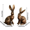 thumbnail image 2 of 2pcs Easter Resin Simulated Bronze Long-Eared Bunny Ornament, Vintage Antique Finish Rabbit Decor, Handcrafted Detailed Statue for Home, Shelf, Table and Spring Festival Decoration, Bronze, 2 of 7