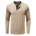 thumbnail image 4 of Curuila Mens Shirt Spring Autumn Solid Color Pullover With Button Crew Neck Long Sleeve T Shirt Comfortable Sweatshirt Beige Size L, 4 of 7