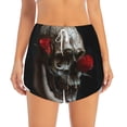 thumbnail image 2 of Balery Realistic Rose Skull Pattern Women's Running Shorts with Liner 2 Pockets Elastic Workout Athletic Gym Yoga Shorts-Medium, 2 of 7