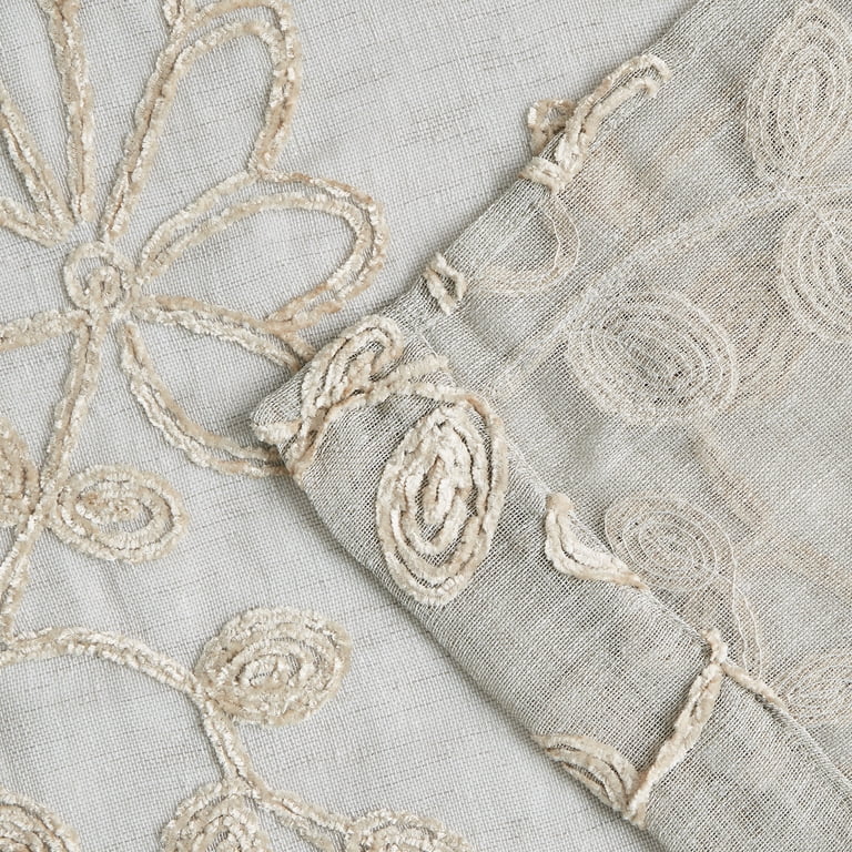 Dainty Home Rita 3D Floral Embroidered Curtain Panel Pair photo 5