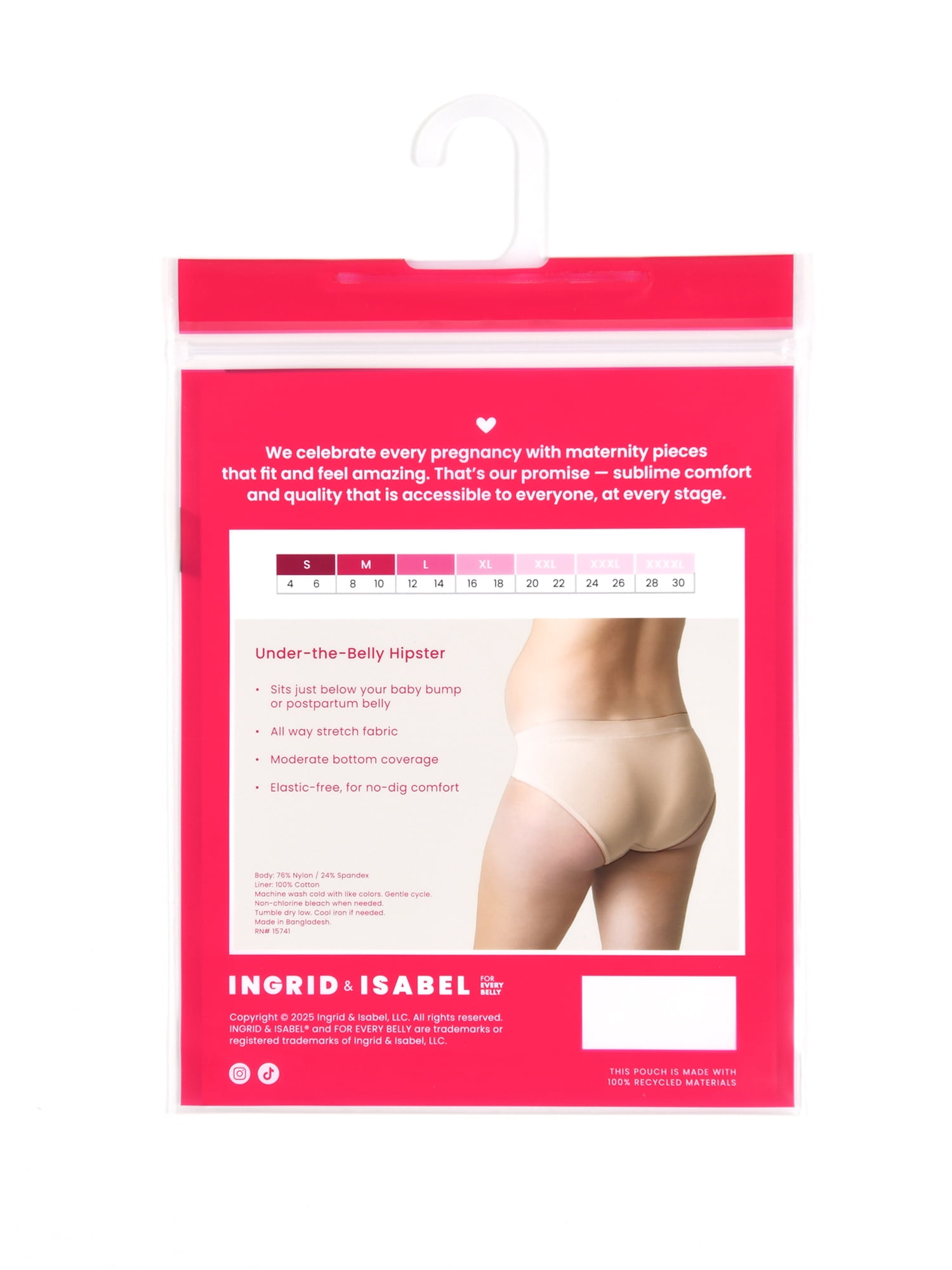 Ingrid & Isabel For Every Belly Women's Maternity Underbelly Hipster Panties, 3-Pack, Sizes S-4XL