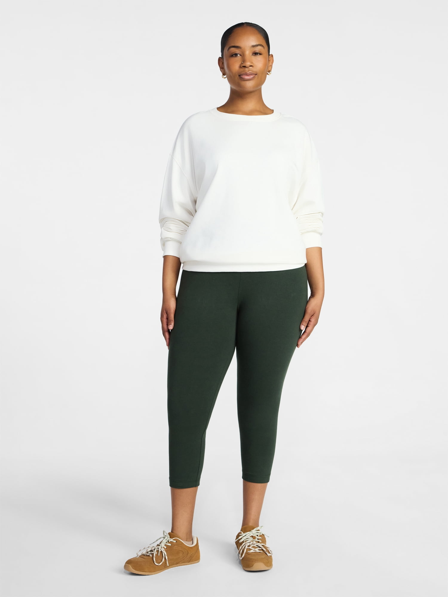 Time and Tru Women's Capri Leggings, 22" Inseam, Sizes XS-XXXL