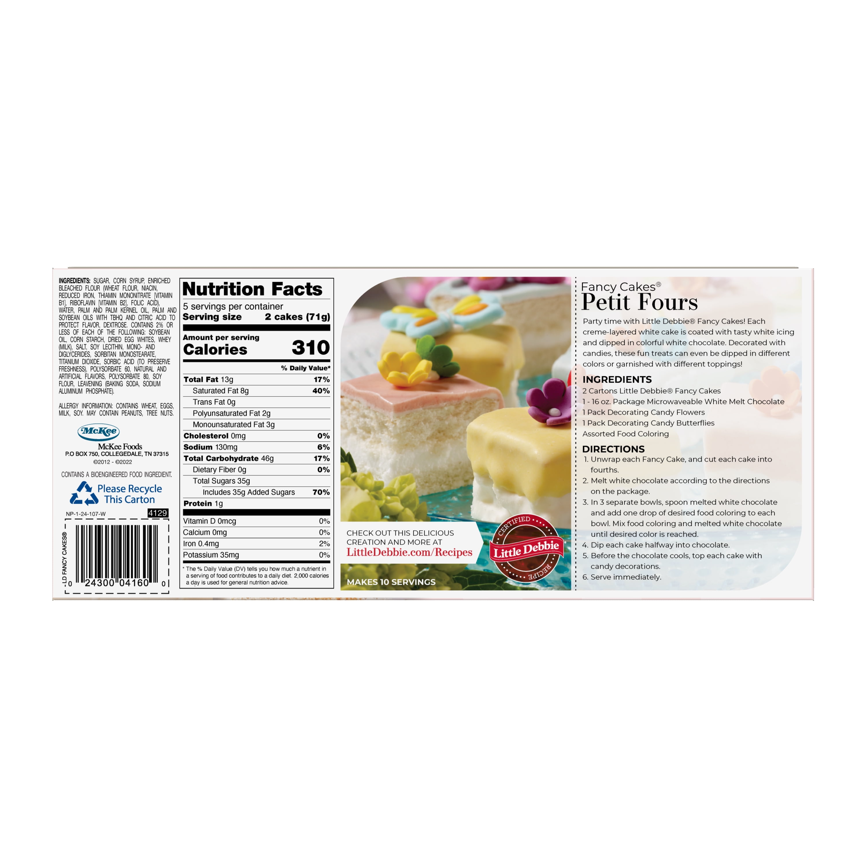 Little Debbie Fancy Cakes, Crème Filled White Cakes, 12.5 oz (10 count)