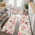 thumbnail image 2 of Pink Butterfly Floral Bow White Pattern Kitchen Rugs Sets Of 3,Kitchen Runner Rugs Non Skid Washable,Decorative Kitchen Floor Mats for Kitchen,Sink,Laundry,17"x30"+ 17"x47" + 17"x59", 2 of 6