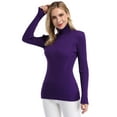 thumbnail image 2 of HA-EMORE Women's High Neck Long Sleeve Elastic Knitted Slim Fit Pullover Sweater Top Purple XL, 2 of 7