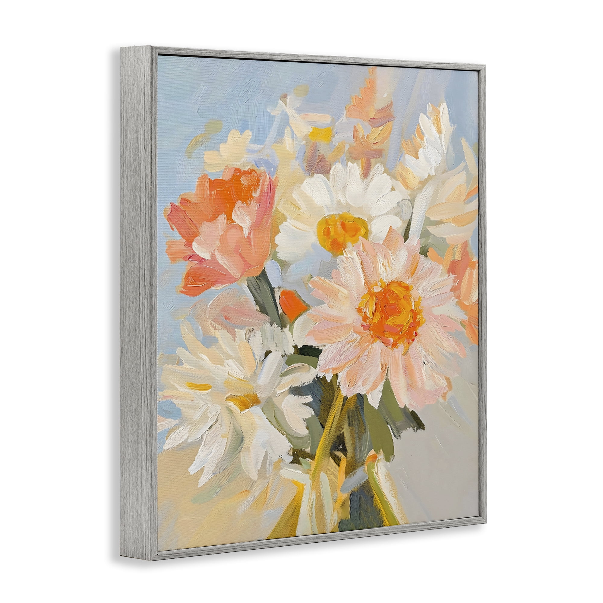 Stupell Industries Orange Spring Floral Bouquet Gray Framed Giclee Art, design by The Prints Vibe