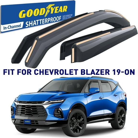 Goodyear Shatterproof in-Channel Window Deflectors for Chevrolet (Chevy) Blazer 2019-2026, Rain Guards, Window Visors for Cars, Vent Deflector, Car Accessories, 4 pcs - GY008035