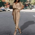 thumbnail image 2 of Riforla Jumpsuit for Womens Dressy Casual 2024 Romper Cold Shoulder Outfits for Summer Jumpsuits for Women Beige S, 2 of 6