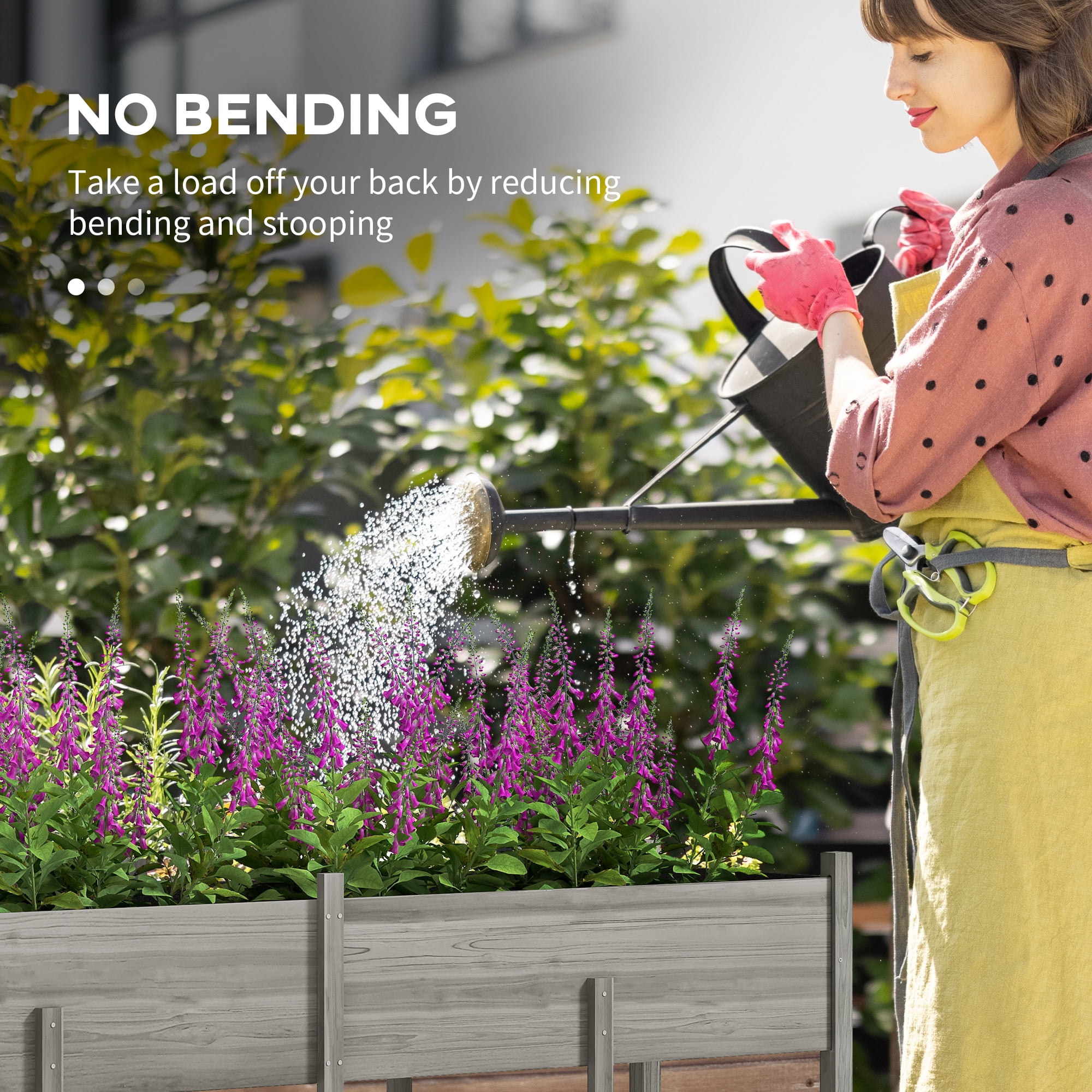 Outsunny 7.4' x 1.8' x 2.6' Raised Garden Bed Kit, Extra Large Elevated Wood Planter Box with Legs & Drainage Holes, 220 lbs. Capacity, Gray