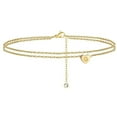 thumbnail image 1 of Fiudx Pulseras de Playa con Inicial de Corazón para Mujer (2022), Delicadas Tobilleras En Capas Bañadas En Oro de 14 Quilates, con Inicial de Letra y Corazón, Joyería de Playa., 1 of 2