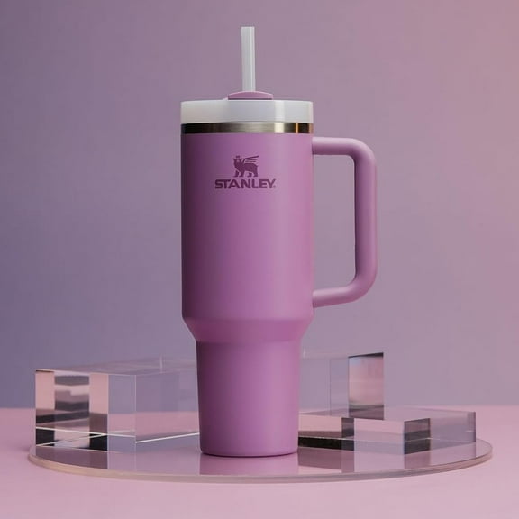 Sunnyway H2.0 Tumbler with Handle and Straw 40 oz | Flowstate 3-Position Lid | Cup Holder Compatible for Travel | Insulated Stainless Steel Cup | BPA-Free | Lilac