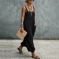 thumbnail image 4 of Miluxas Women's Sleeveless Jumpsuits Loose Wide Leg Harem Overalls with Pockets Lightweight Casual Rompers for Summer Beach Vacation Black, 4 of 8