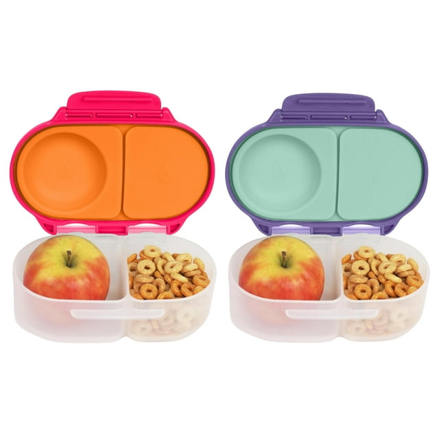 Snack Box b.box para niños y niños pequeños, 360 ml, 2 compartimentos, paquete de 2