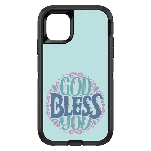 DistinctInk Custom SKIN / DECAL compatible with OtterBox Defender for iPhone 11 Pro MAX (6.5" Screen) - God Bless You - Circle Floral