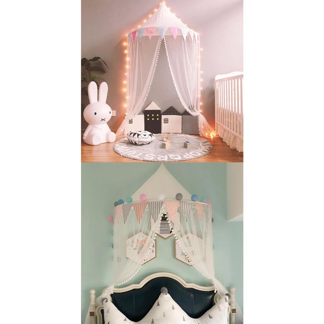 2 piezas de dosel de cama para , mosquitera para colgar la tienda de juegos para , decoración de la habitación del bebé, color blanco, grand Macarena Niños juegan tienda