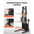 thumbnail image 3 of VEVOR Full Electric Pallet Stacker, 3300 lbs Capacity, Pallet Lift Stacker Forklift with Straddle Legs & Forks, 127.6 Inches Lifting Height & 8.66-31.1 Inches Adjustable Fork Width, Orange & Black, 3 of 9