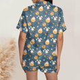 thumbnail image 5 of Womens Pajama Set Casual Easter Short Sleeve Button Shirt Shorts Women Pjs,A2-Dark Blue,S, 5 of 7