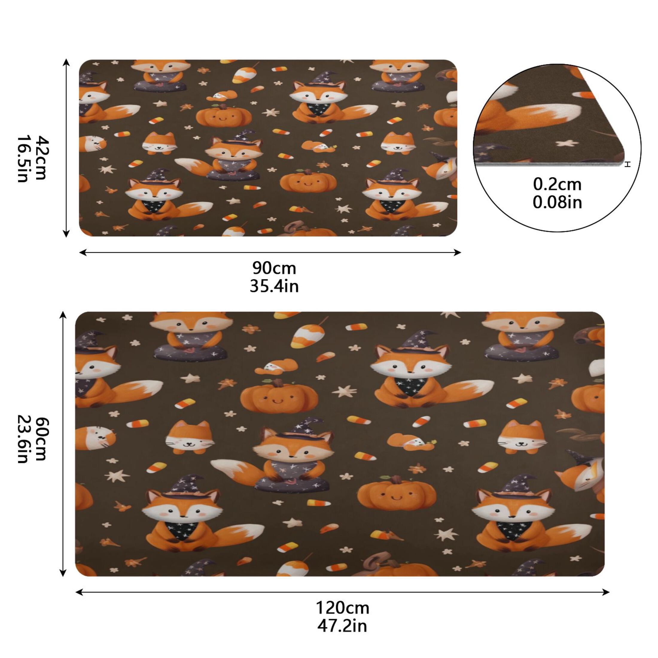 Leather Keyboard and Mouse Desk Mat Office Desk Accessories Protective Office Desk Decor Desk Pad Mat for Gaming, Work from Home, Office Cute Foxes in Cute Costumes 16.5" x 35.4"