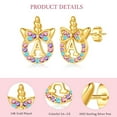 thumbnail image 2 of Turandoss 4 5 6 7 8 9 10 11 12 13 14 15 16 Year Old Birthday Gifts for Tween Teen Teenage Girl Gift Idea Colorful Cz Initial A-Z Unicorn Stud Earrings for Women Jewelry, 2 of 8