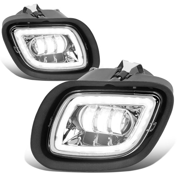 DNA MOTORING For 08-17 Freightliner Cascadia Chrome LED Halo Ring Projector Bumper Fog Light Lamp Pairs
