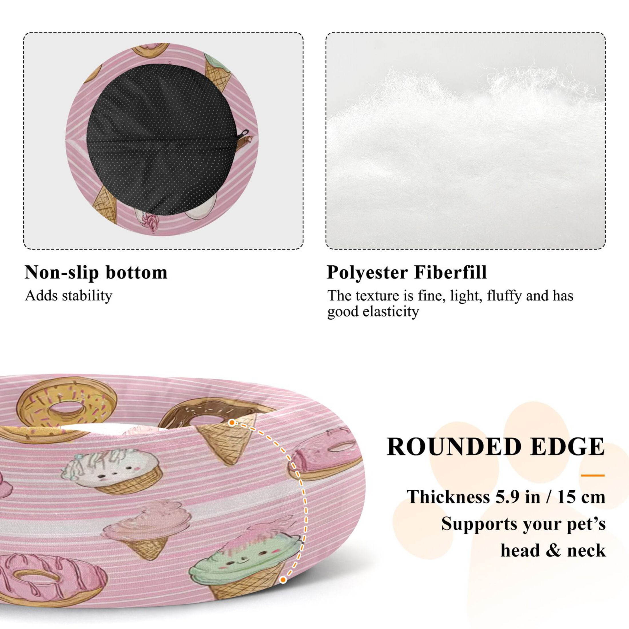Iauyy Pet Couch Donut Cat Bed for Indoor Cats/Small Dogs Washable & Machine with Non-slip Bottom Calming Cat Furniture, Ice Cream (M)