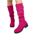 thumbnail image 7 of YTCAMLO Slouchy Flat Boots for Women Casual Warm Pull On No Heel Dress Long Boots Mid Calf Fall Winter Fashion Comfortable Boots, 7 of 7