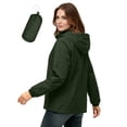 thumbnail image 3 of ClodeEU Women's Packable Hooded Windbreaker Jacket, Lightweight Water Resistant Full Zip Coat Army Green,Women's Plus L, 3 of 8