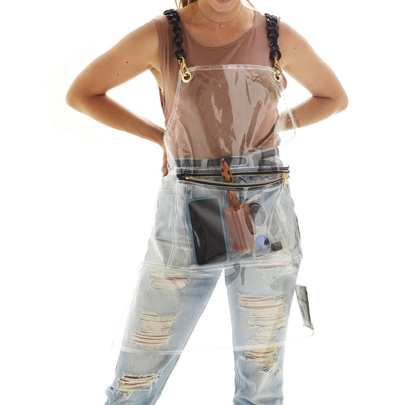 Fiocias Oilproof Apron Baking Apron BBQ Apron Portable with Pocket Lightweight TPU Apron Clear