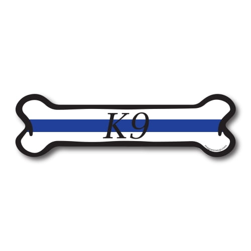 Magnet Me Up Thin Blue Line K9 Dog Bone Magnet Decal, 2"x7", Automotive Magnet