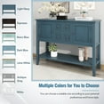 thumbnail image 5 of Modern Storage Vintage Console Table with 4 Drawers and 2 Cabinets, Wooden Buffet Sideboard Table with Open Bottom Shelf, Accent Side Table for Living Room, Kitchen, Entryway, Light Navy, 5 of 9