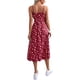 thumbnail image 5 of Sunloudy Vestido floral de verano para mujer, estampado de flores, correa de espagueti, sin mangas, de una pieza con abertura alta para damas, rojo/verde/azul Sunloudy  S M L XL, 5 of 8