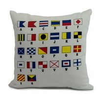 Simply Daisy, 20" x 20" Multi Smaller Letters, Geometric Print Outdoor Pillow, Red