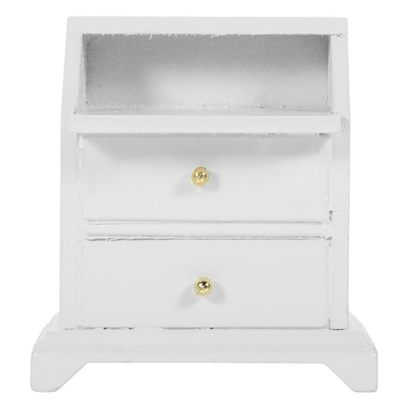 Bedside Table Doll Furniture Wooden Mini House Cabinet Dolls Decor Accessories Miniature Accessory White
