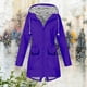 thumbnail image 1 of ICHUANYI Clearance Women Solid Color Rain Jacket Outdoor Hooded Windproof Loose With Pocket Coat(Purple, L) ICHUANYI WER2023081405016, 1 of 5