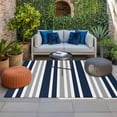 thumbnail image 2 of Navy Blue Grey Striped Outdoor Rug for Patio/Deck/Porch, Non-Slip Large Area Rug 6 x 9 Ft, Modern Minimalist Ombre Lines Indoor Outdoor Rugs Washable Area Rugs, Reversible Camping Rug Carpet Runner, 2 of 8