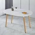 thumbnail image 3 of Tcbosik 39.3"-70.8" Expendable Dining Table for 6-8 Person, Oval Kitchen Table for Living Room, Space Saving, Matte White & Natural, 3 of 7