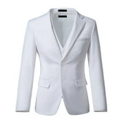 Men White Suits Slim Fit 3 Piece Suit Two Botton Tuxedo for Men Bussiness Wedding Grooms Prom Dress Suit Blazer Jacket Vest Pants XS