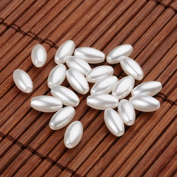 50g Rice Imitation Pearl Acrylic Beads White 8x4mm Hole: 0.5mm about 770pcs/50g