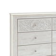 thumbnail image 4 of Benjara 6 Drawer Modern Wide Wood Dresser with Medallion Details, White washed, 61 Inch, 4 of 6