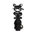 thumbnail image 3 of BLISSFUL STEP Women's Shoes Lace Up Faux Suede Open Toe Chunky Heel Sandals Black 5, 3 of 8
