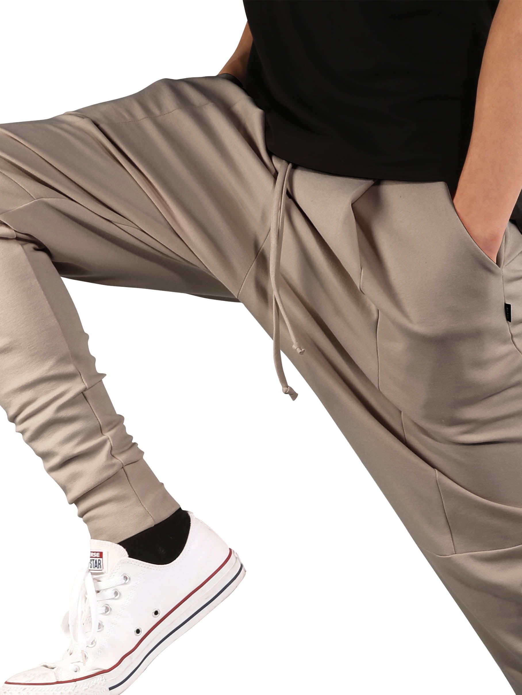 Ma Croix Mens Viscose Harem Jogger Elastic Loose Fit Drop Crotch