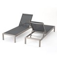 thumbnail image 3 of Noble House Cape Corail Gris Foncé Chaise Longue Extérieure en Maille (Ensemble de 2), 3 of 36