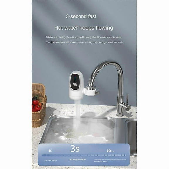 3000W Instant Electric Hot Water Heater Faucet Digital Display Heating Tap Water Heater for Bathroom