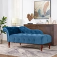 thumbnail image 2 of Samuel Chaise Longue Capitonnée à Accoudoirs Roulés Satin Sarcelle, 2 of 14