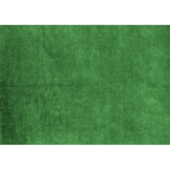 Ahgly Company Indoor Rectangle Oriental Emerald Green Industrial Area Rugs, 7' x 9'